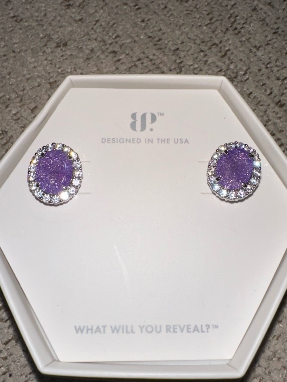 bp Purple Druzy Halo Stud Earrings